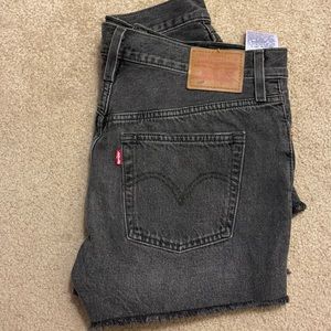 Black Levi Cutoff Button Up Shorts - size 28